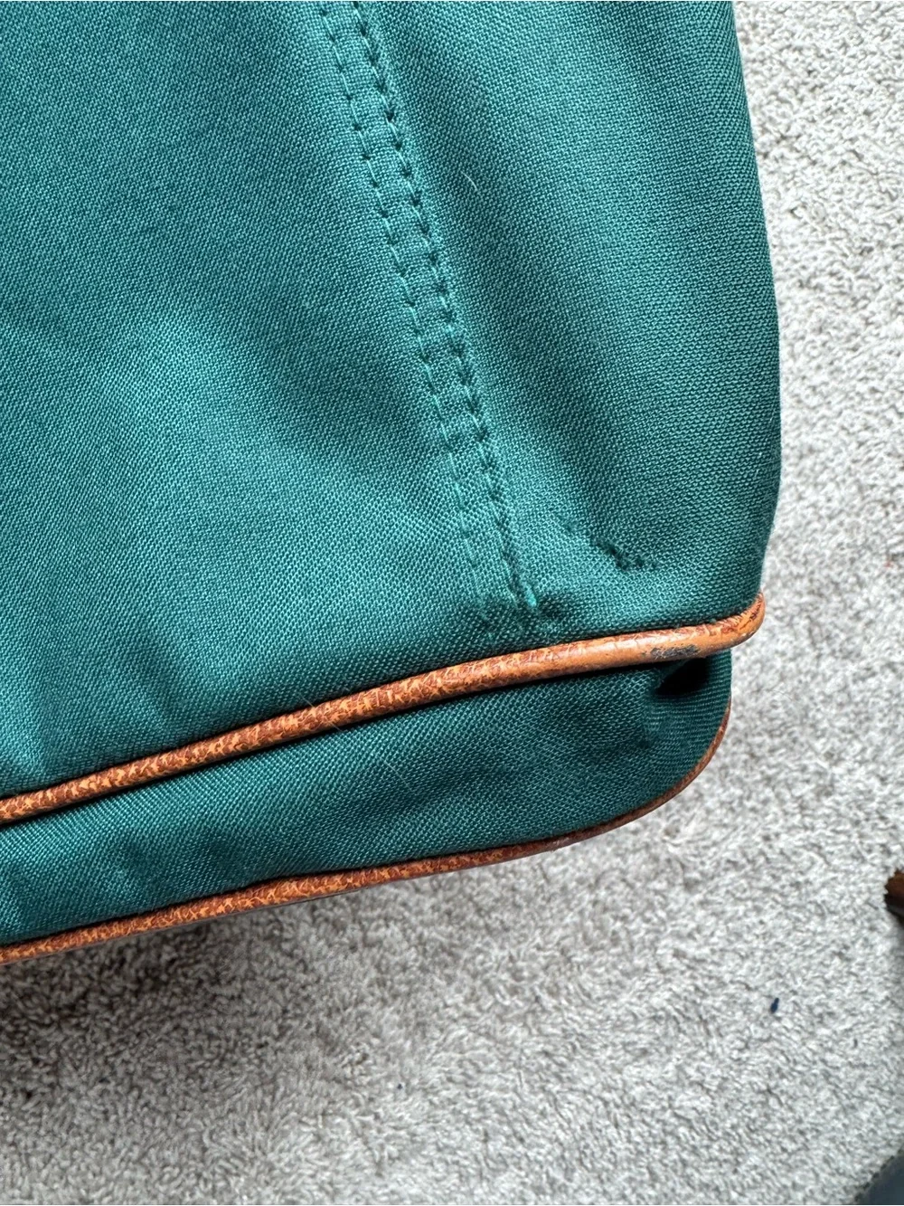 Polo Ralph Lauren Green Canvas Weekender Duffel Bag with Brown Trim